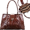 Brown Croco Leather Shoulder Bag